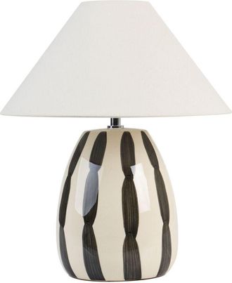Beliani Beliani - Ceramic Bedside Table Lamp White Shade Handmade Light Beige and Black Luchetti