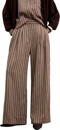 Scalpers Striped Pleated Trousers in Brownstripes at Nordstrom, Size 38 Eu