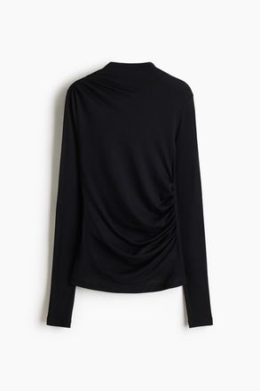 H&M Drapiertes Shirt aus Seidenmix - Schwarz