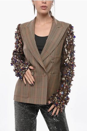 Dries Van Noten Double-breasted BEAUME Blazer with Sequined Sleeves size 42