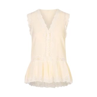 Chlo&eacute; Sleeveless Peplum Top - female - Chlo&eacute; - Blouses - White - XS - Blouses & Shirts