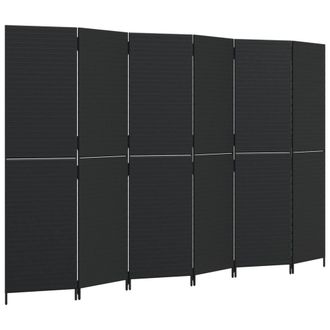 Berkfield Home Room Divider 6 Panels Black Poly Rattan