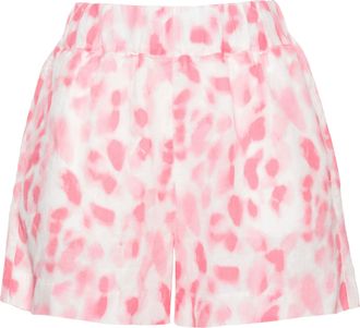 120% Lino White Pink Pattern Linen Shorts