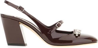 Jimmy Choo London Belinda Patent Leather Slingback Pump - Dames - Pumps - Bruin - 38 1/2 EU - Leer - Schoenen