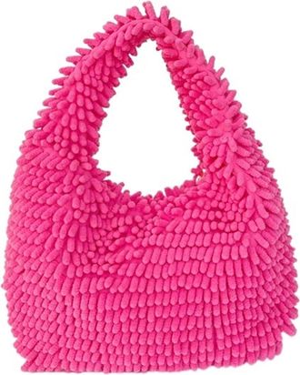 Generic Womens Plush Bags Plush Bag Purse Handbags Vintage Furry Ladies Shoulder Bags Fashion Girls Underarm Casual Tote(Rose)