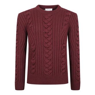 Alexander McQueen Cable Knit Jumper - male - Alexander McQueen - Cashmere Knitwear - Purple - M - Knitwear