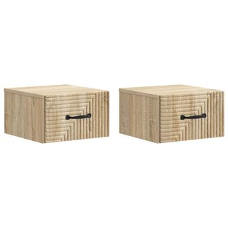 vidaXL Mesita De Noche De Pared 2 Pcs Roble Sonoma 34,5 X 33 X 20 Cm Vidaxl
