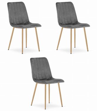 OEM Silla Lava - Terciopelo Gris Oscuro / Patas Color Madera X 3