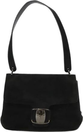 Ferragamo Pre-owned Suede shoulder-bags - Dames - Vintage Schoudertas - Zwart - ONE Size - Su&egrave;de - Vintage
