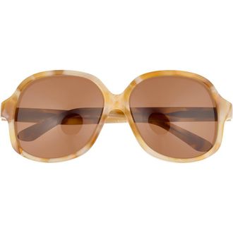 Valentino 50mm Polarized Round Sunglasses in Marble Marble Brown at Nordstrom Rack