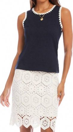 Karen Kane Edge Stitch Contrast Tank In Navy