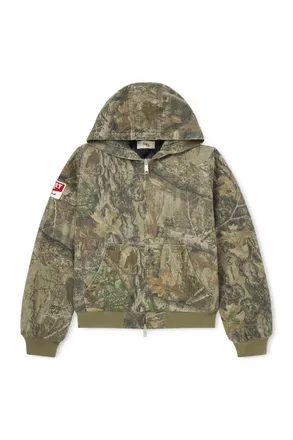 Cherry Los Angeles Padded Printed Cotton-Twill Hooded Bomber Jacket