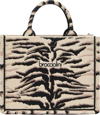 Braccialini Gestreepte Beige Handtas met Exclusieve Borduurwerk - Dames - Handtassen - Veelkleurig - ONE Size - Tassen