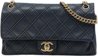 Chanel Pre-owned Vintage Quilted Crossbody Bag - Dames - Vintage Schoudertas - Blauw - ONE Size - Leer - Vintage