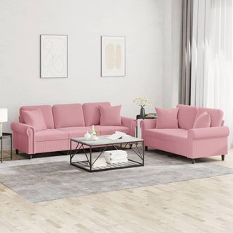 vidaXL Juego De Sof&aacute;s Con Cojines 2 Piezas Terciopelo Rosa Vidaxl