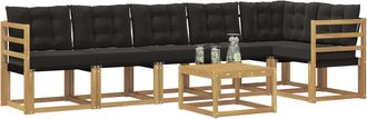 vidaXL Conjunto De Sof&aacute;s De Exterior 7 Uds. Blanco Y Negro Vidaxl
