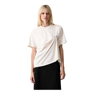 Maison Margiela Gedrapeerd T-shirt - Dames - Tops - Beige - Maat: S Katoen