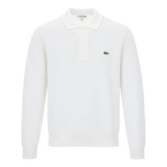 Lacoste Long Sleeve Knit Polo - Heren - Tops - Wit - Maat: XL Katoen