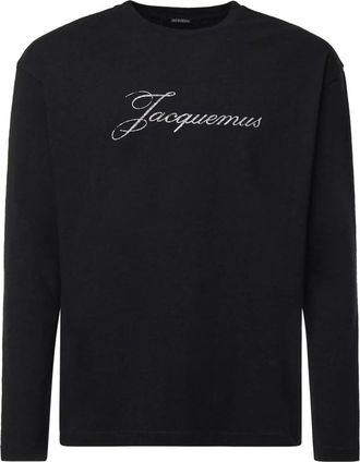 Jacquemus T-shirt met lange mouwen - Dames - Longsleeves - Zwart - L - Katoen - Tops