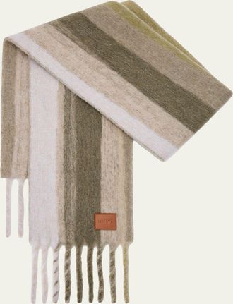 Loewe Alpaca Wool-Blend Jacquard Stripe Scarf