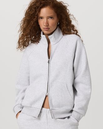 Vuori Clothing Restore Double Zip Sweatshirt | Pale Grey Heather | XS, Size Extra Small