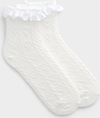 Simons Womens Satiny-ruffle heart socks