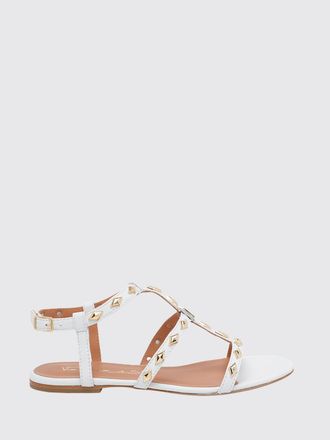 Via Roma 15 Laminated Leather Sandals with Studs