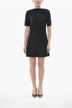 Givenchy Short-Sleeve Sheath Dress with Front Logo size 38