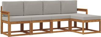 vidaXL Conjunto De Sof&aacute;s De Exterior 5 Uds. Gris Natural Y Claro Vidaxl