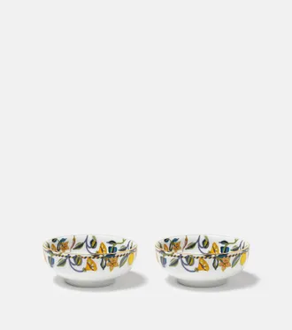 La DoubleJ Borboni White set of 2 porcelain snack bowls