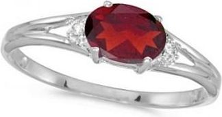 Allurez Oval Ruby & Diamond Right-Hand Ring 14K White Gold (0.60ct)