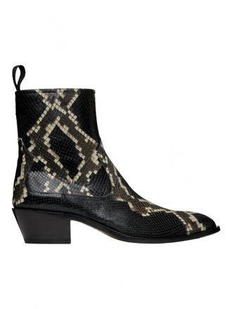 Bally Mens Gaiman Snake Embossed Leather Boots In Multiblack