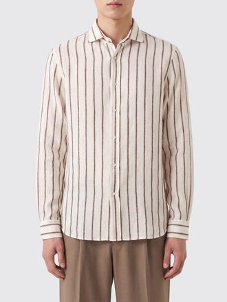 Brunello Cucinelli Camicia a righe in lino con collo alla francese