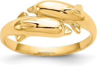 Diamond2Deal 14k Yellow Gold Double Dolphin Ring