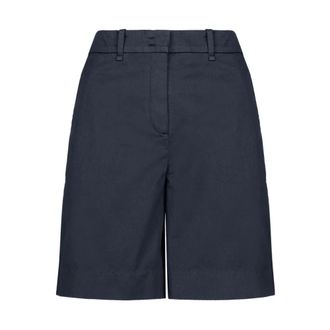 Bomboogie Katoen satijnen bermuda shorts - Dames - Korte Broeken - Blauw - XL - Katoen - Korte Broeken
