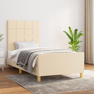 vidaXL Estructura De Cama Sin Colch&oacute;n Tela Crema 80x200 Cm Vidaxl