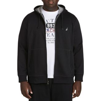Nautica Big & Tall Full-Zip Fleece Hoodie in True Black at Nordstrom, Size 4X Big
