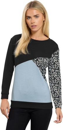 M&Co Petites Petite & Blue Colourblock Leopard Print Jumper - Womens