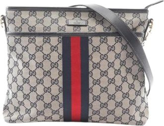 Gucci Pre-owned Vintage Canvas Shoulder Bag - Dames - Vintage Schoudertas - Veelkleurig - ONE Size - Leer - Vintage