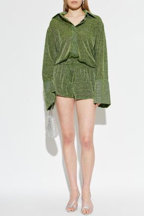 Os&eacute;ree Shirt With Lurex Thread, Womens, Green