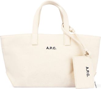 A.P.C. Minimalist Beige Cotton Tote with Detachable Pouch