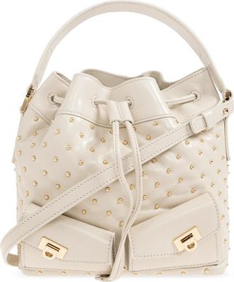 Ferragamo Leren Tas met Trekkoord - Dames - Schoudertassen - Beige - ONE Size - Leer - Tassen