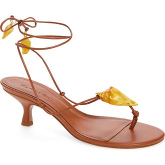 Farm Rio Shell Macrame Kitten Heel Sandal in Cuoio at Nordstrom, Size 7.5