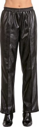 Elan Vegan Leather Wide Leg Pants In Black