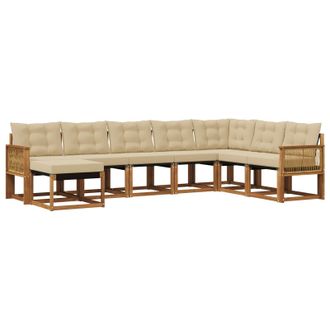 vidaXL Conjunto De Sof&aacute;s De Exterior 8 Pcs Natural Y Beige Vidaxl