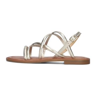 Notre-V Schoenen, Dames, Geel, 42 EU, Leer, Platte sandalen