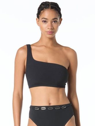 Michael Kors Oval Link Crepe Solids One Shoulder Top in Black at Nordstrom, Size X-Small