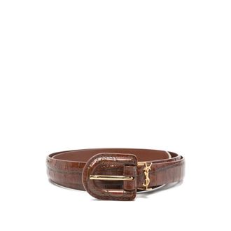 Saint Laurent Brown Cassandre Buckle Belt