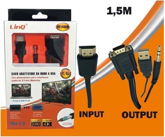 Trade Shop Trade Shop - Acvo Adattatore Desde Hdmi To Vga Convertitore Con Usb Audio Maschio 1.5mt Hv1505m