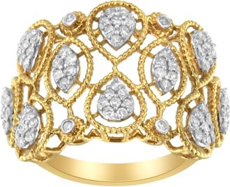 House of Brilliance 14K Yellow Gold Diamond Art Deco Ring